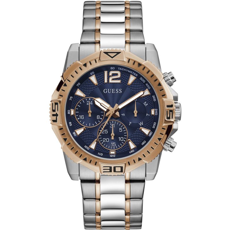 Guess Commander Chronograph Blue Dial Two Tone Steel Strap Watch for Men - GW0056G5 Buy Now By Guess