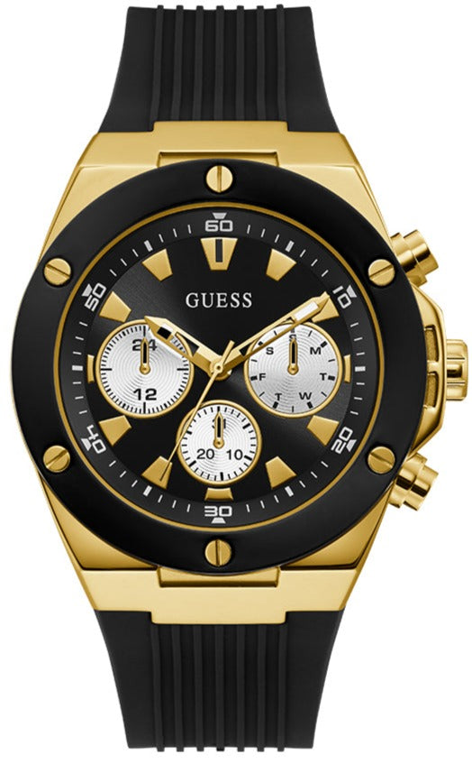 Guess Poseidon Chronograph Black Dial Black Rubber Strap Watch for Men - GW0057G1 Buy Now By Guess