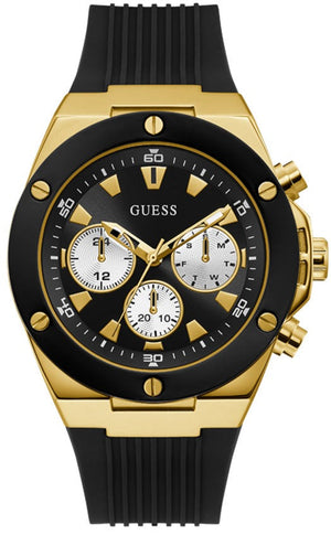 Guess Poseidon Chronograph Black Dial Black Rubber Strap Watch for Men - GW0057G1 Buy Now By Guess