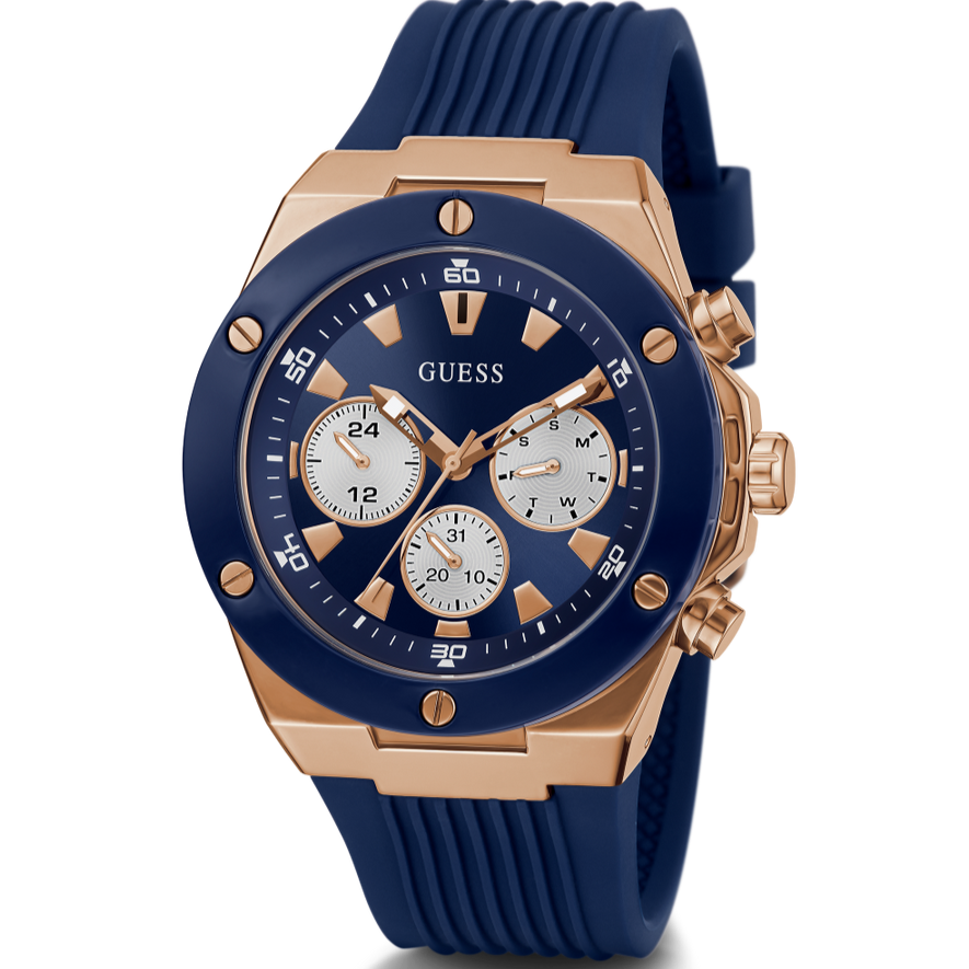 Guess Poseidon Blue Dial Blue Rubber Strap Watch for Men - GW0057G2 Buy Now By Guess