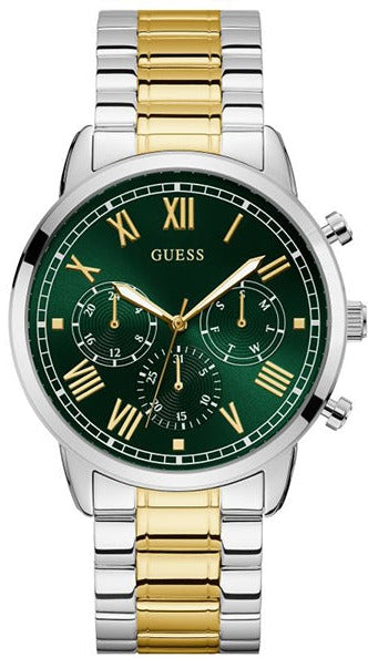 Guess Hendrix Green Dial Two Tone Steel Strap Watch For Men - GW0066G2 Buy Now By Guess