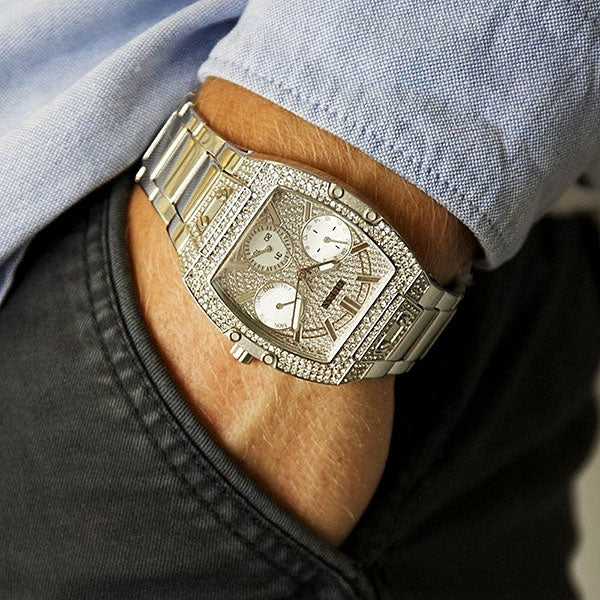 Guess Raven Diamonds Silver Dial Silver Steel Strap Watch for Women - GW0104L1 Buy Now By Guess