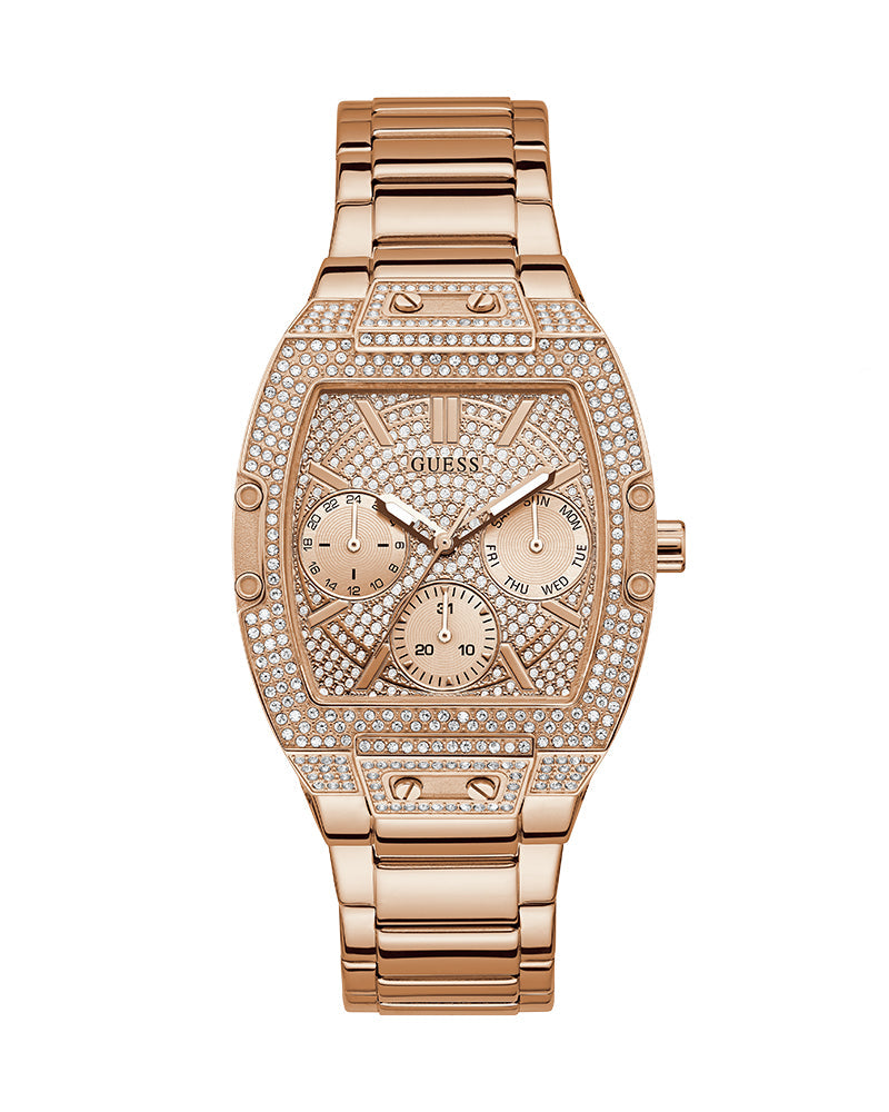 Guess Raven Diamonds Rose Gold Dial Rose Gold Steel Strap Watch for Women - GW0104L3 Buy Now By Guess