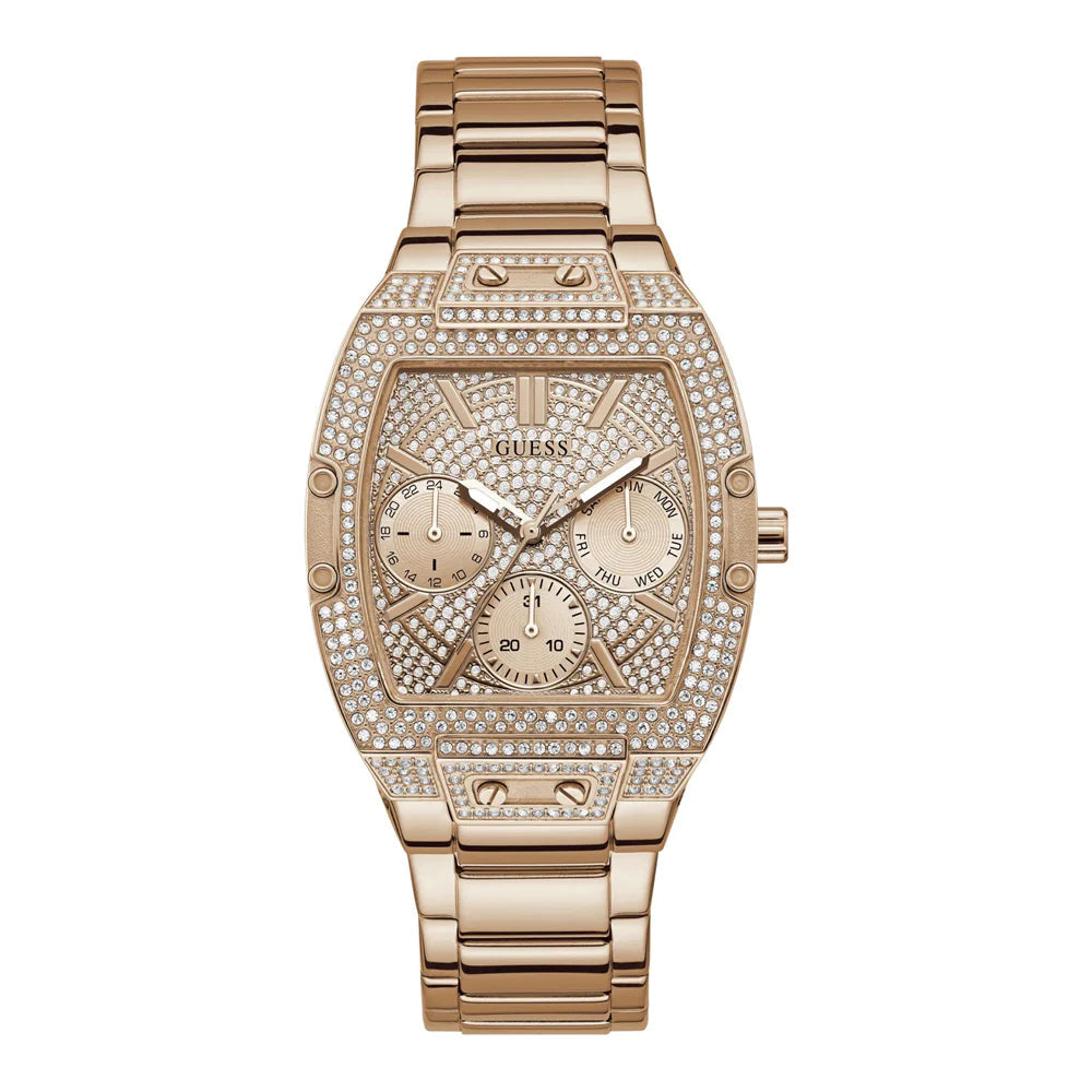Guess Raven Diamonds Rose Gold Dial Rose Gold Steel Strap Watch for Women - GW0104L3 Buy Now By Guess