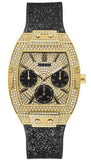 Guess Raven Diamonds Champagne Dial Black Rubber Strap Watch For Women - GW0105L2 Buy Now By Guess