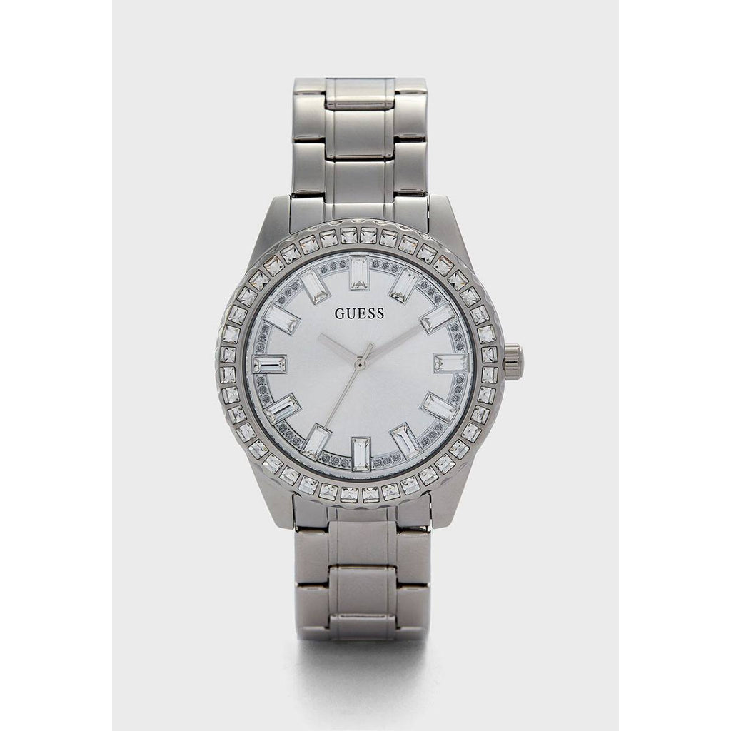 Guess Sparkler Diamonds Silver Dial Silver Steel Strap Watch for Women - GW0111L1 Buy Now By Guess