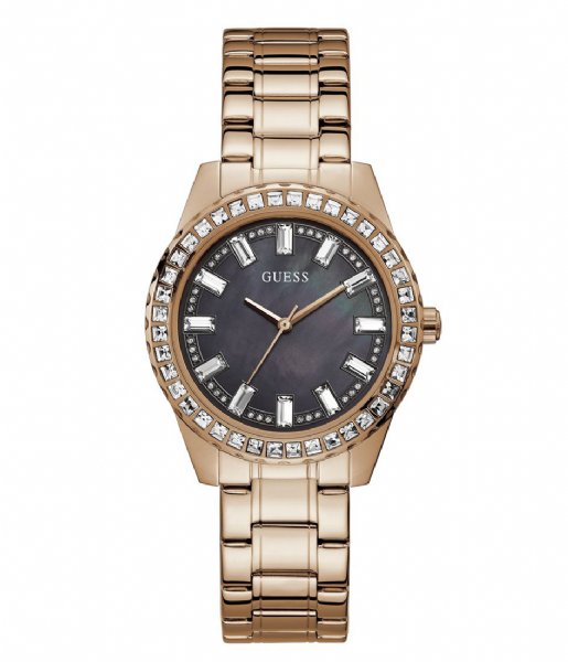 Guess Sparkler Diamonds Black Dial Rose Gold Steel Strap Watch for Women - GW0111L3 Buy Now By Guess
