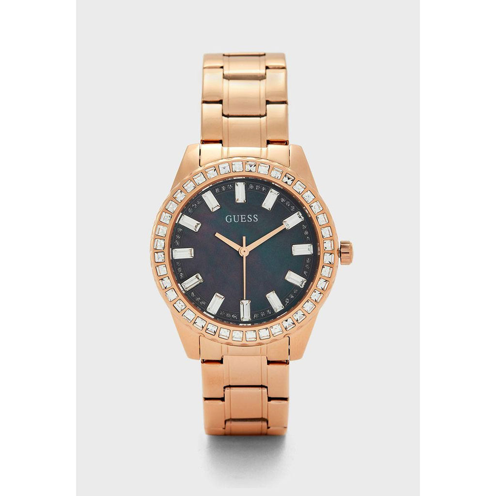 Guess Sparkler Diamonds Black Dial Rose Gold Steel Strap Watch for Women - GW0111L3 Buy Now By Guess