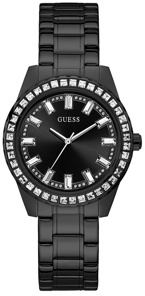 Guess Sparkler Diamonds Black Dial Black Steel Strap Watch for Women - GW0111L4 Buy Now By Guess