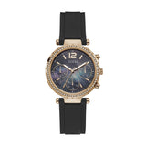 Guess Solstice Diamonds Black Mother of Pearl Dial Black Rubber Strap Watch for Women - GW0113L2 Buy Now By Guess