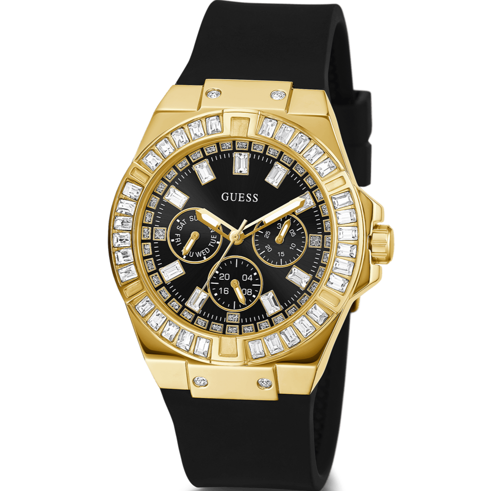 Guess Venus Diamonds Black Dial Black Rubber Strap Watch for Women - GW0118L1 Buy Now By Guess
