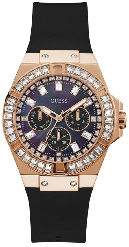 Guess Venus Diamonds Black Dial Black Rubber Strap Watch for Women - GW0118L2 Buy Now By Guess