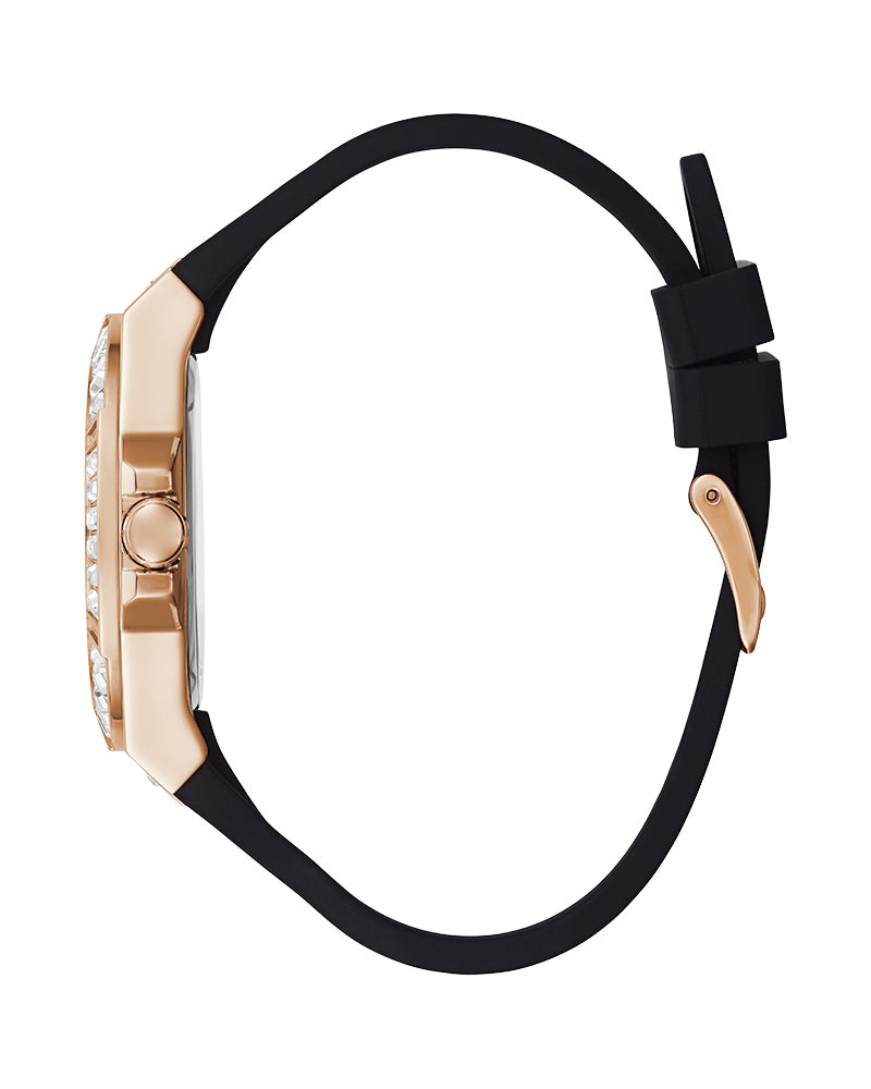 Guess Venus Diamonds Black Dial Black Rubber Strap Watch for Women - GW0118L2 Buy Now By Guess