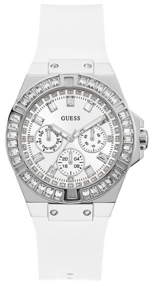 Guess Venus Diamonds White Dial White Rubber Strap Watch for Women - GW0118L3 Buy Now By Guess