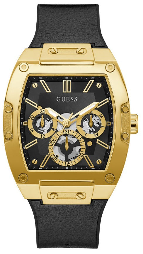 Guess Phoenix Multifunction Black Dial Black Leather Strap Watch for Men - GW0202G1 Buy Now By Guess