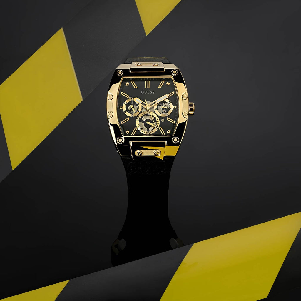 Guess Phoenix Multifunction Black Dial Black Leather Strap Watch for Men - GW0202G1 Buy Now By Guess