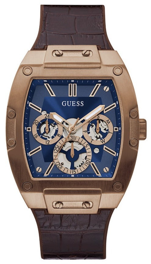 Guess Phoenix Multifunction Blue Dial Brown Leather Strap Watch for Men - GW0202G2 Buy Now By Guess