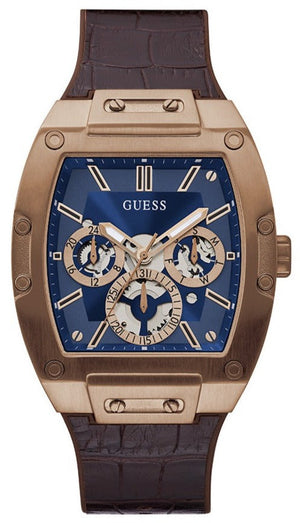 Guess Phoenix Multifunction Blue Dial Brown Leather Strap Watch for Men - GW0202G2 Buy Now By Guess