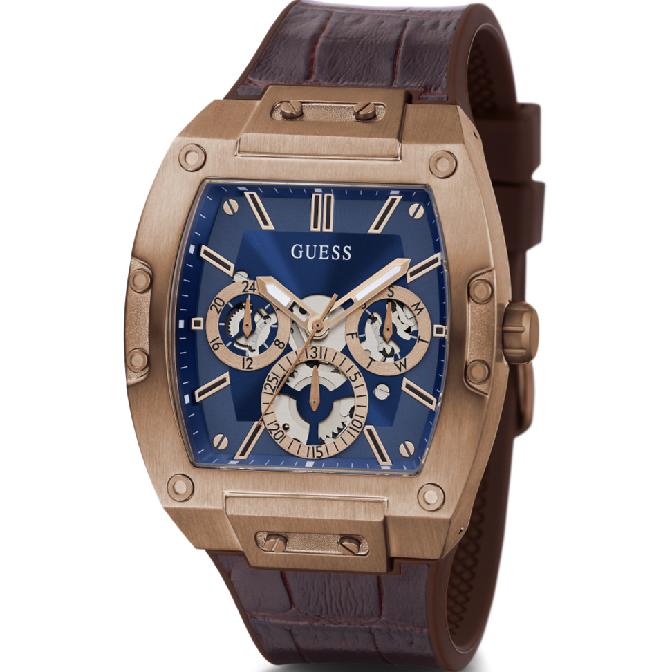 Guess Phoenix Multifunction Blue Dial Brown Leather Strap Watch for Men - GW0202G2 Buy Now By Guess