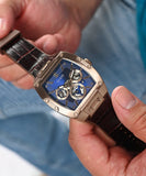 Guess Phoenix Multifunction Blue Dial Brown Leather Strap Watch for Men - GW0202G2 Buy Now By Guess