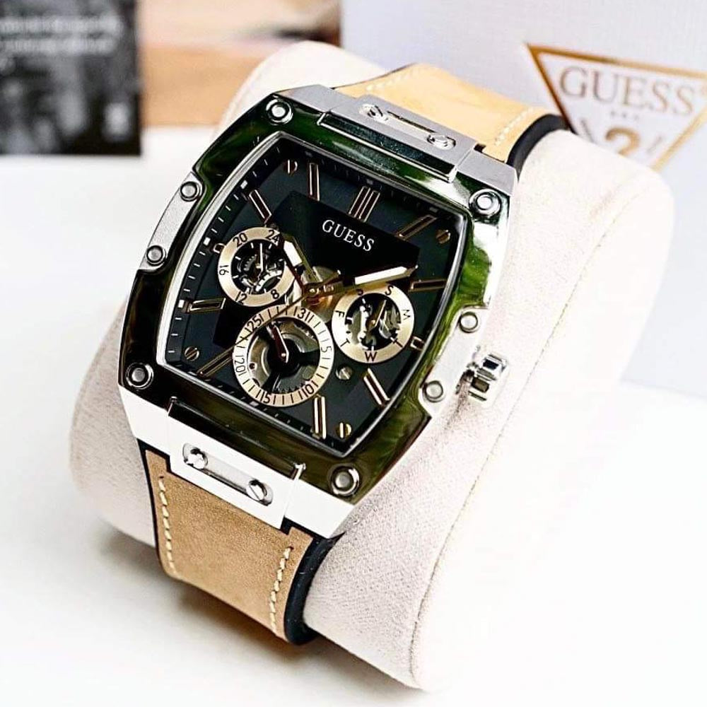 Guess Phoenix Multifunction Black Dial Brown Leather Strap Watch for Men - GW0202G3 Buy Now By Guess