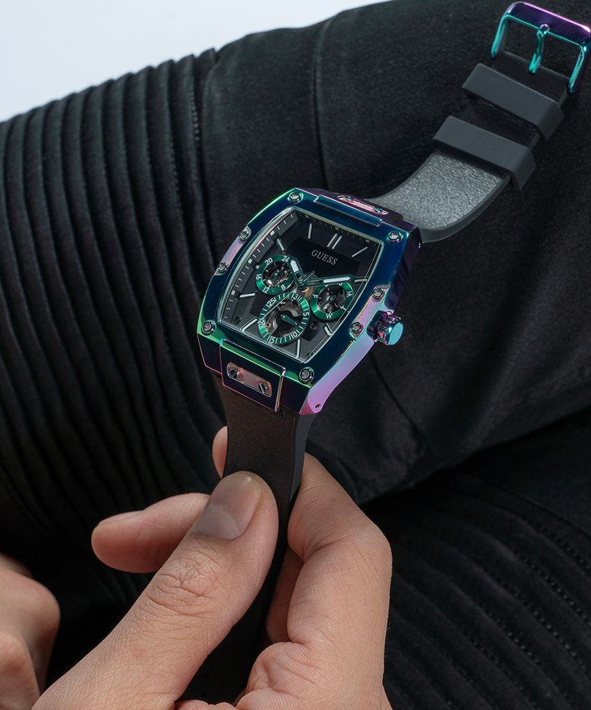 Guess Phoenix Multifunction Black Dial Black Rubber Strap Watch for Men - GW0202G5 Buy Now By Guess