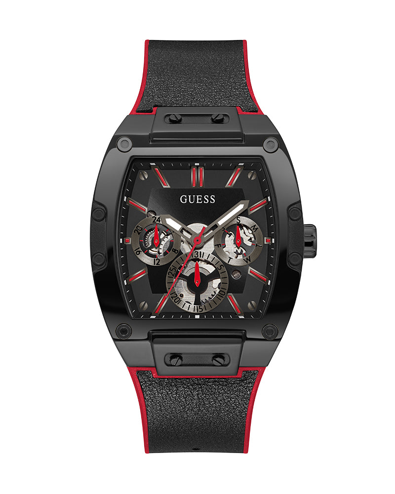 Guess Phoenix Multifunction Black Dial Black & Red Rubber Strap Watch for Men - GW0202G7 Buy Now By Guess