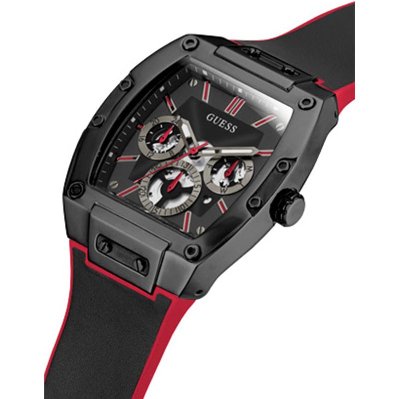 Guess Phoenix Multifunction Black Dial Black & Red Rubber Strap Watch for Men - GW0202G7 Buy Now By Guess