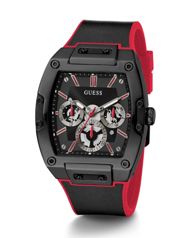 Guess Phoenix Multifunction Black Dial Black & Red Rubber Strap Watch for Men - GW0202G7 Buy Now By Guess