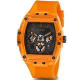 Guess Phoenix Multifunction Black Dial Orange Rubber Strap Watch For Men - GW0203G10 Buy Now By Guess