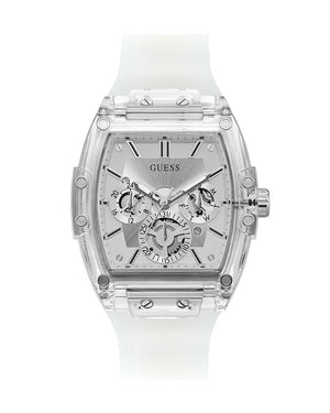 Guess Phoenix Multi Function Silver Dial White Rubber Strap Watch for Men - GW0203G1 Buy Now By Guess