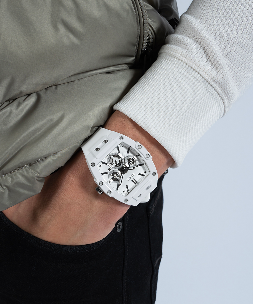 Guess Phoenix Multifunction White Dial White Rubber Strap Watch for Men - GW0203G2 Buy Now By Guess