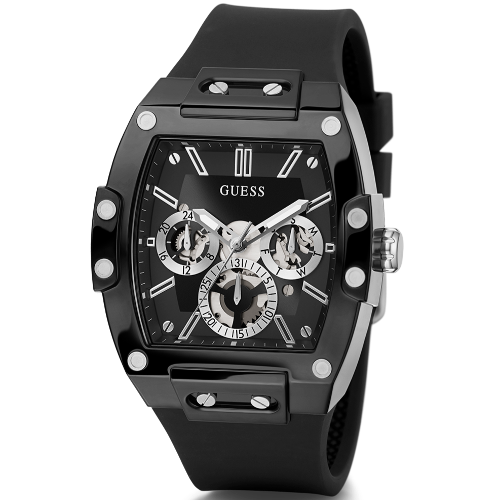 Guess Phoenix Multifunction Black Dial Black Rubber Strap Watch for Men - GW0203G3 Buy Now By Guess