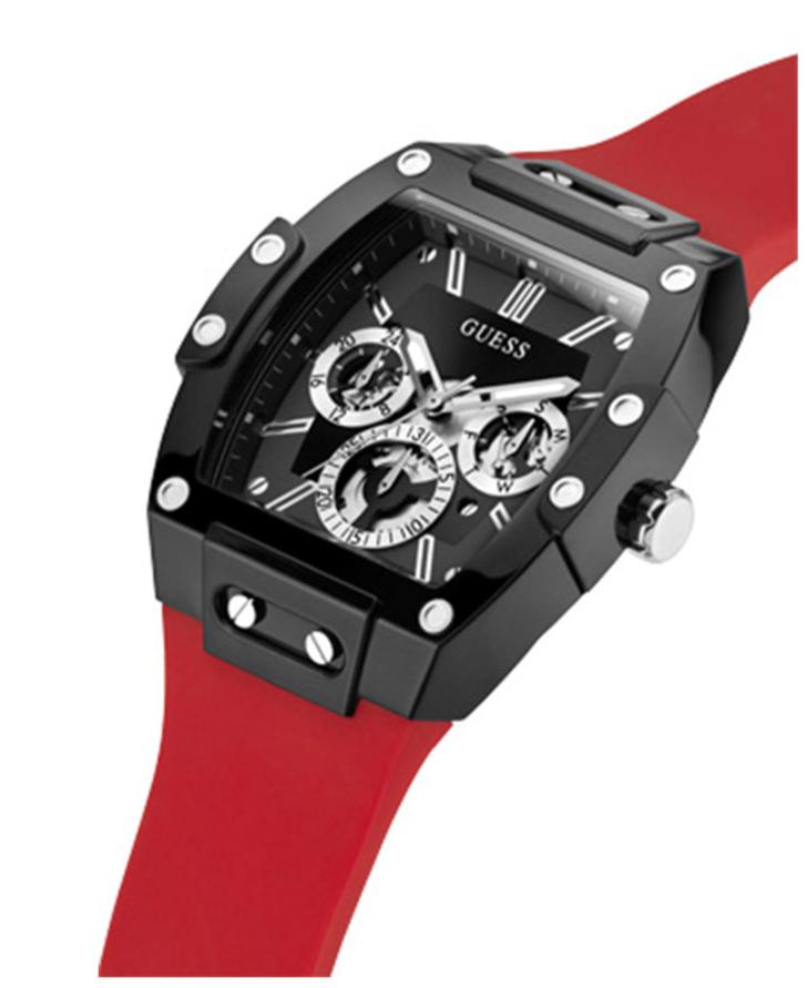 Guess Phoenix Multifunction Black Dial Red Rubber Strap Watch for Men - GW0203G4 Buy Now By Guess