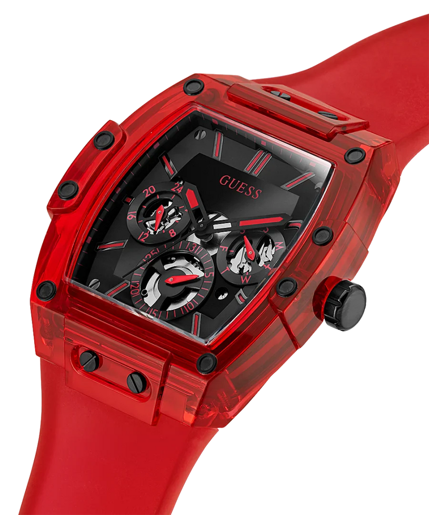 Guess Phoenix Multifunction Black Dial Red Rubber Strap Watch for Men - GW0203G5 Buy Now By Guess