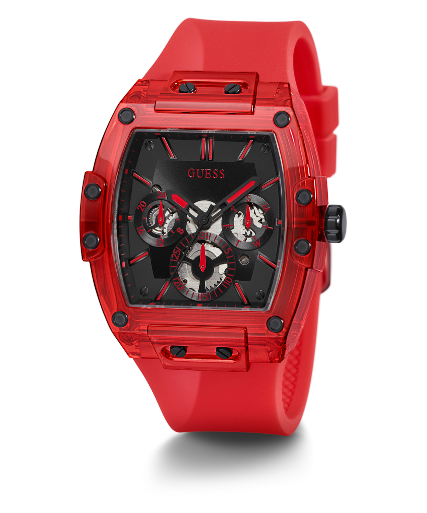 Guess Phoenix Multifunction Black Dial Red Rubber Strap Watch for Men - GW0203G5 Buy Now By Guess