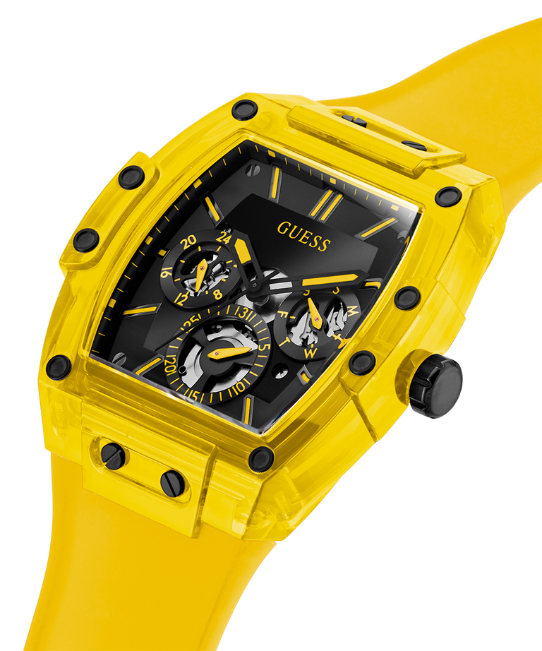 Guess Phoenix Multi Function Black Dial Yellow Rubber Strap Watch for Men - GW0203G6 Buy Now By Guess