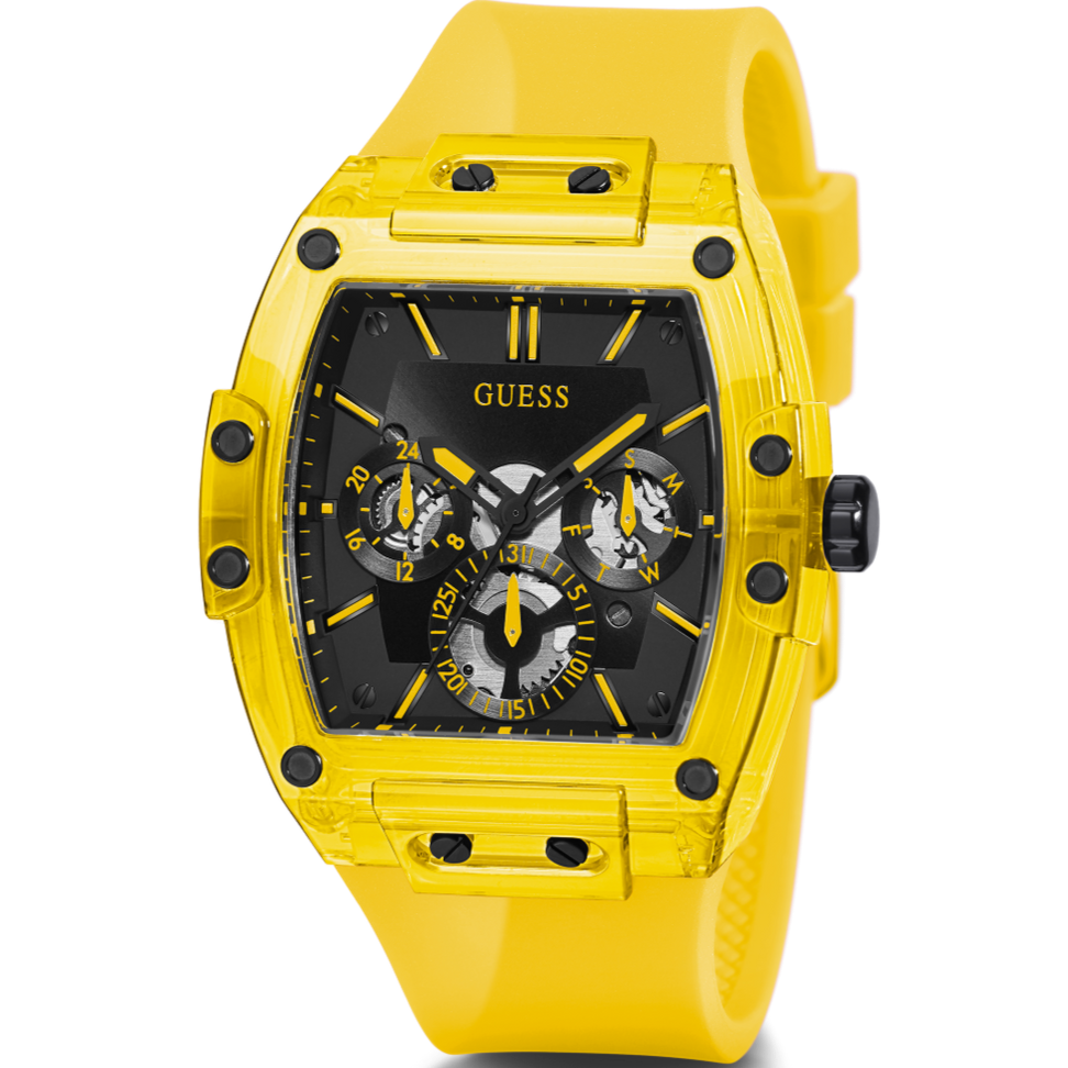 Guess Phoenix Multi Function Black Dial Yellow Rubber Strap Watch for Men - GW0203G6 Buy Now By Guess