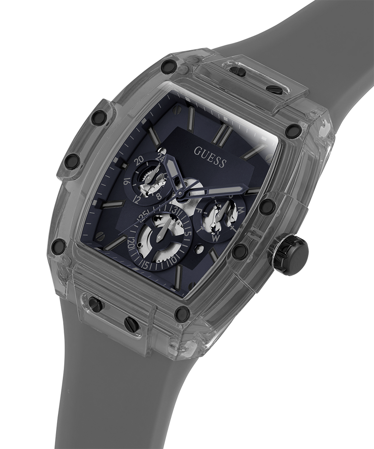 Guess Phoenix Multifunction Black Dial Grey Silicone Strap Watch For Men - GW0203G9 Buy Now By Guess