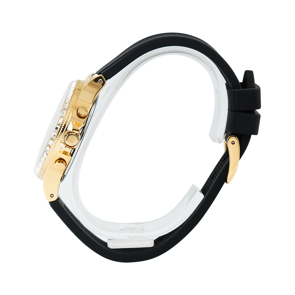 Guess Moonlight Crystals Silver Dial Black Silicone Strap Watch For Women - GW0257L1 Buy Now By Guess