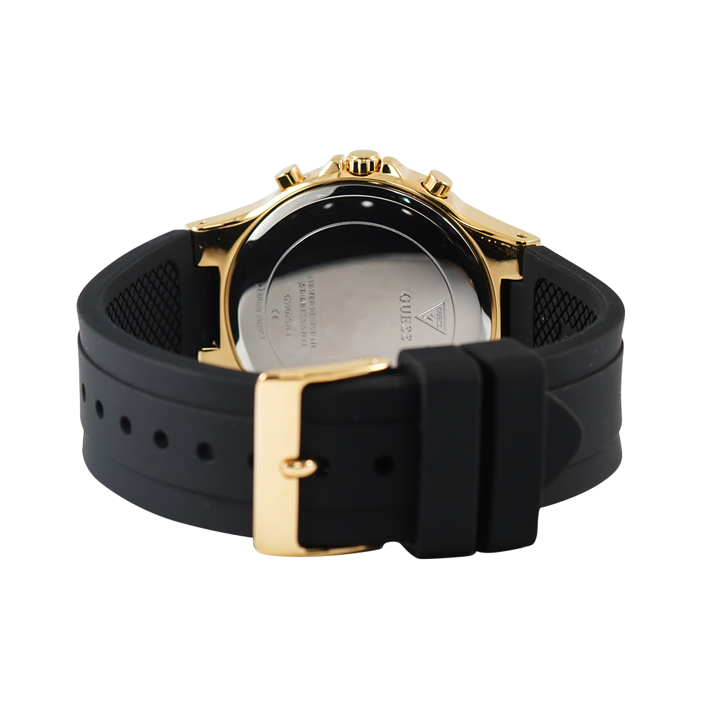 Guess Moonlight Crystals Silver Dial Black Silicone Strap Watch For Women - GW0257L1 Buy Now By Guess