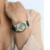 Guess Moonlight Crystals Silver Dial Black Silicone Strap Watch For Women - GW0257L1 Buy Now By Guess