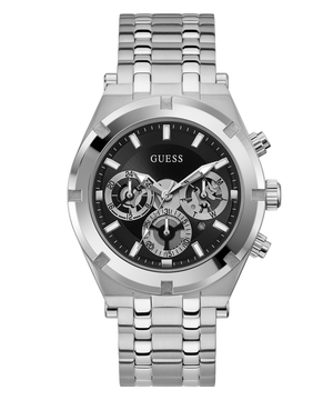 Guess Continental Black Dial Silver Steel Strap Watch for Men - GW0260G1 Buy Now By Guess