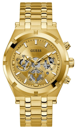 Guess Continental Gold Dial Gold Steel Strap Watch For Men - GW0260G4 Buy Now By Guess