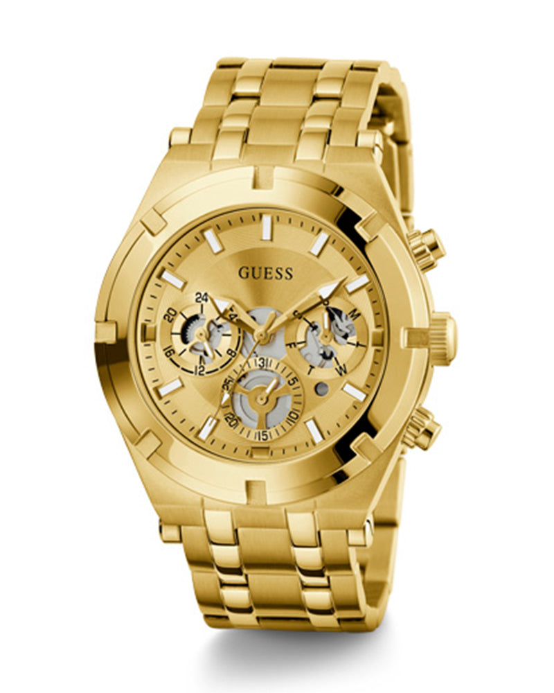 Guess Continental Gold Dial Gold Steel Strap Watch For Men - GW0260G4 Buy Now By Guess