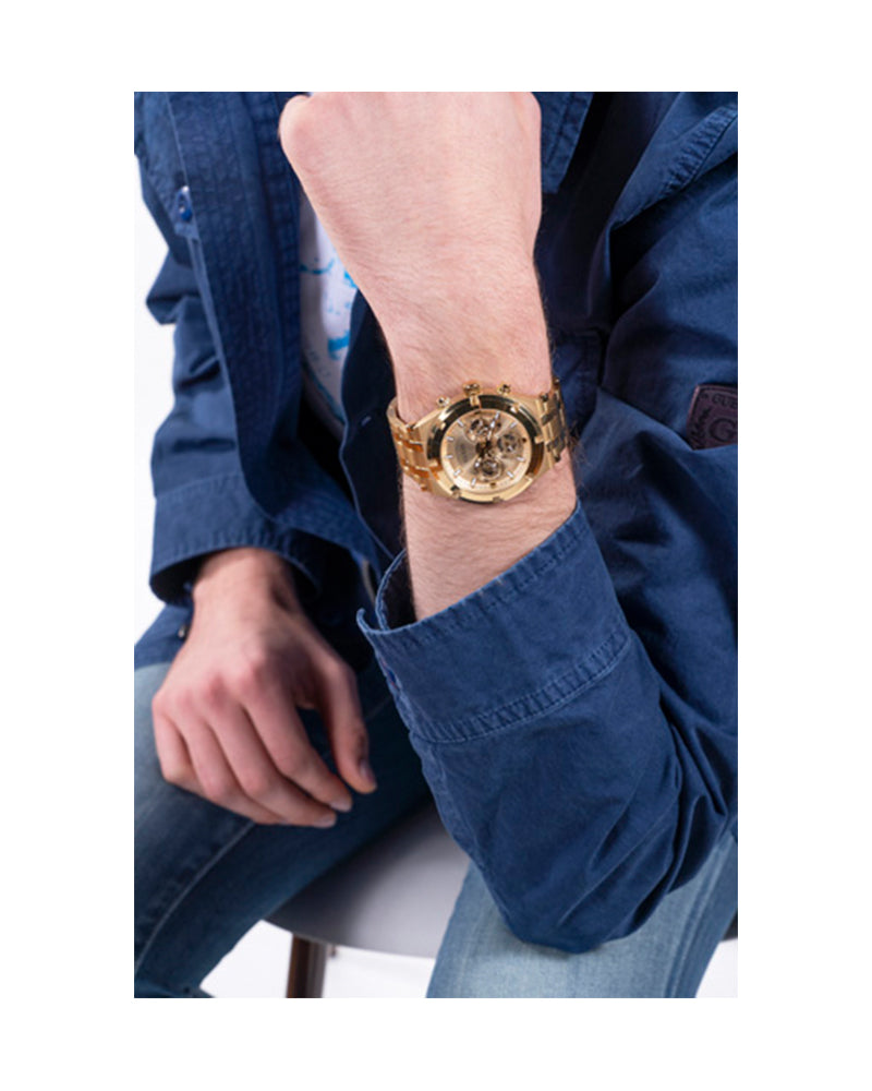Guess Continental Gold Dial Gold Steel Strap Watch For Men - GW0260G4 Buy Now By Guess