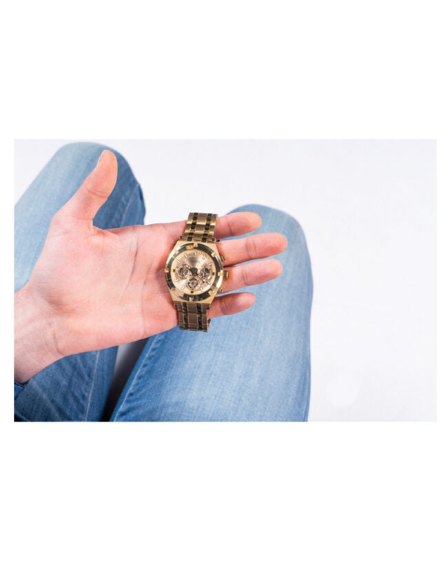 Guess Continental Gold Dial Gold Steel Strap Watch For Men - GW0260G4 Buy Now By Guess