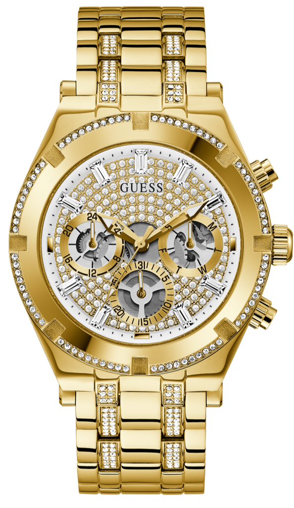 Guess Continental Diamonds Gold Dial Gold Steel Strap Watch for Men - GW0261G2 Buy Now By Guess