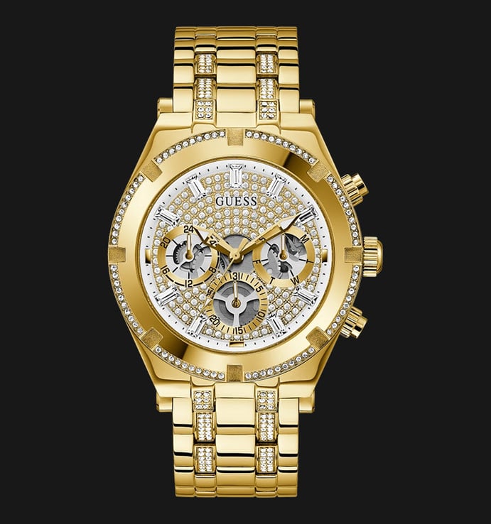 Guess Continental Diamonds Gold Dial Gold Steel Strap Watch for Men - GW0261G2 Buy Now By Guess