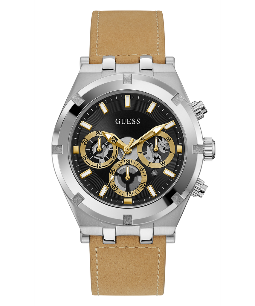 Guess Continental Multifunction Black Dial Brown Leather Strap Watch for Men - GW0262G1 Buy Now By Guess